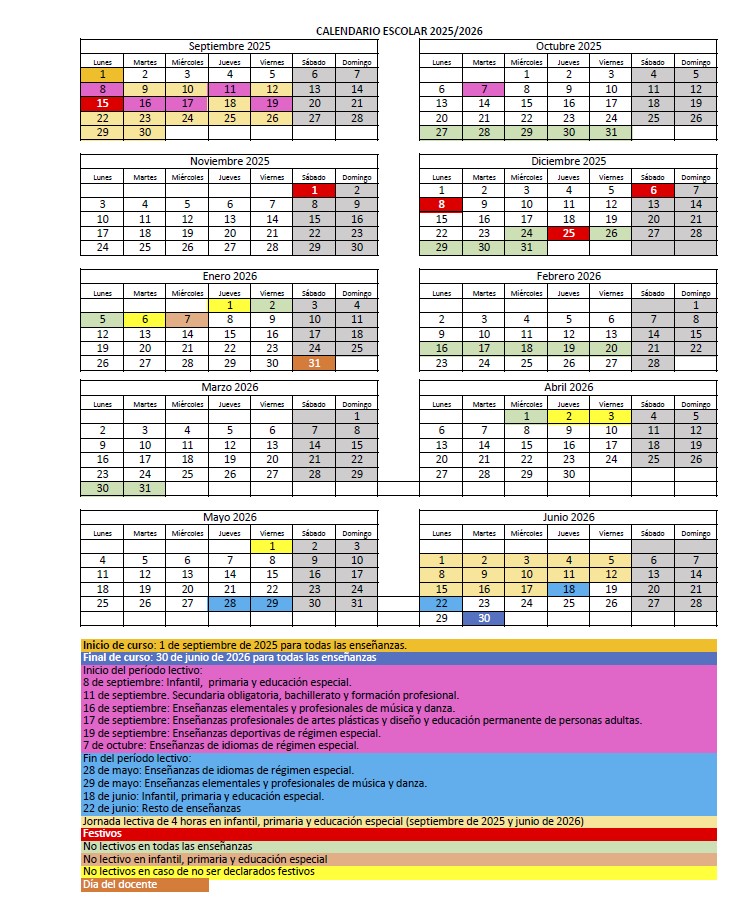 Calendario ecolar 25 26